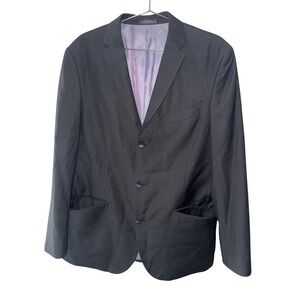 Billy London Mens Pinstripe Suit Jacket Blazer Black White 42R BL18-8 9144